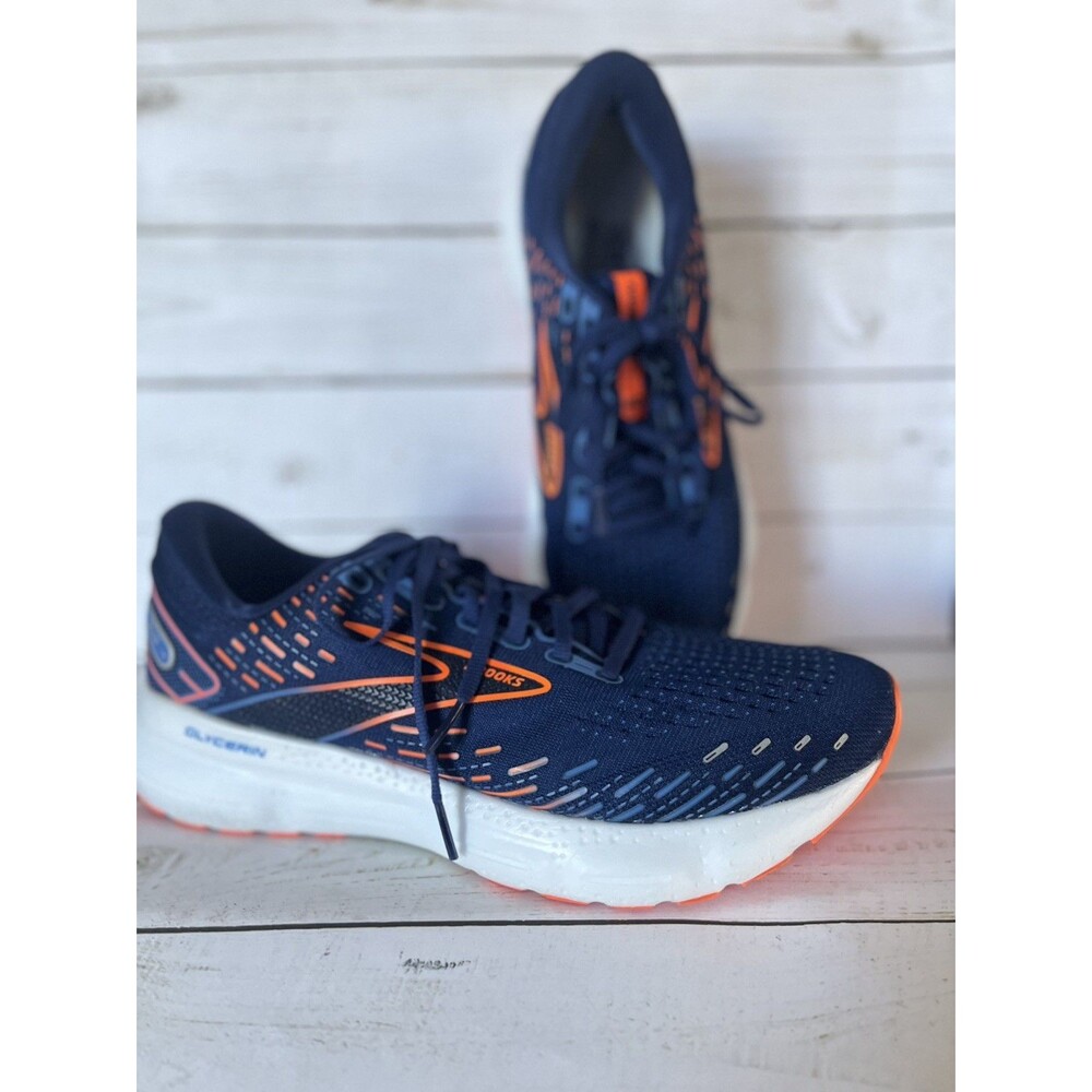 Brooks Glycerin 20 Men’s Blue Orange white Lace Up Running Shoe size 9.5 EU43